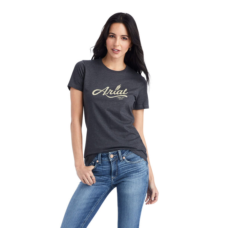 Camisetas Ariat Wheat Script Gris Oscuro Mujer - Chile 791-IOFADM